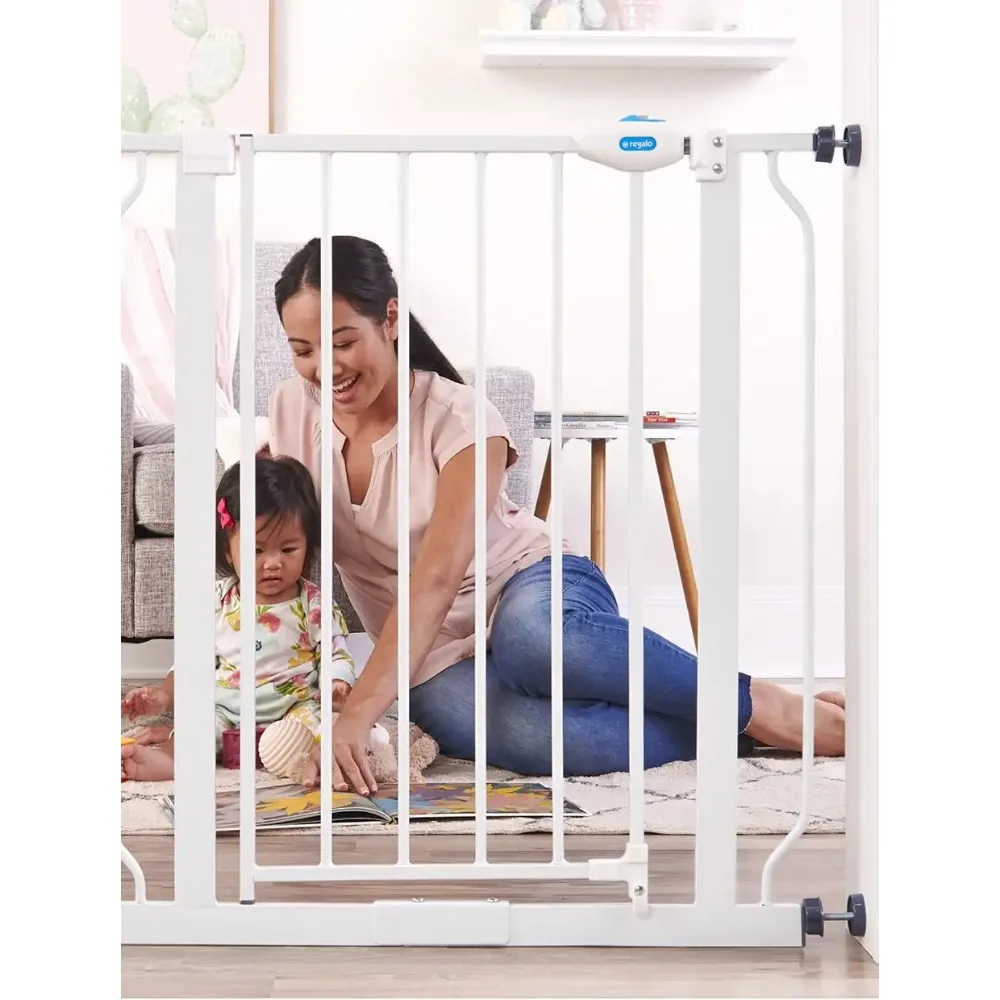 Baby Gate Extra Wide - ファッションエクストラワイドベビーゲート、金属製、拡張可能、ウォークスルードア付き