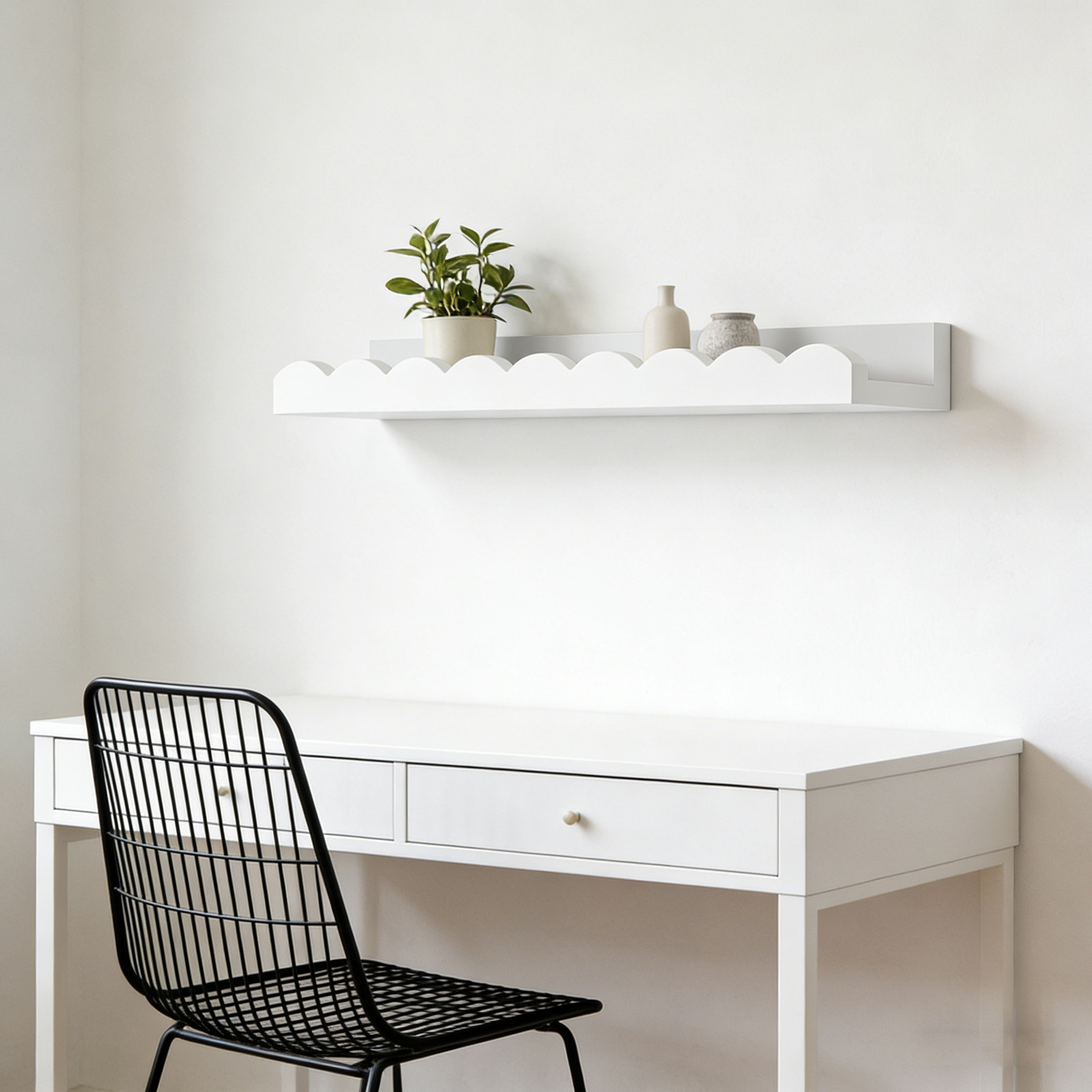 Baby Nursery Floating Shelves - 2個セット 子供部屋用フローティングブックシェルフ 壁掛けスカラップ型ブックシェルフ ベビールーム 幼児部屋 子供部屋の装飾収納