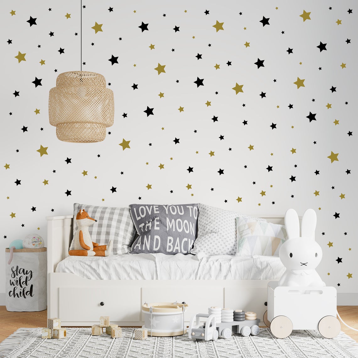 Baby Nursery Wall Decals - 赤ちゃんの部屋のための幾何学的な漫画の壁のステッカー,子供部屋の家の装飾,65個