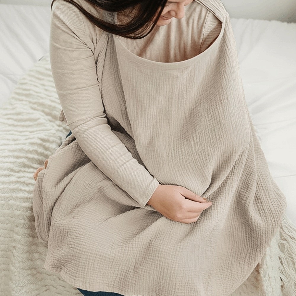 Nursing Cover Breastfeeding - 通気性のある授乳カバー コットンモスリン 軽量 授乳スカーフ エプロンスタイル フルカバー