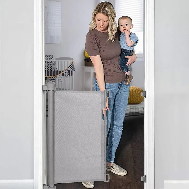 Baby Gate Extra Wide - 廊下用メッシュ安全犬用ゲート、伸縮式ベビー用エクストラワイド安全ゲート、リビングルーム用子供またはペット用ゲート