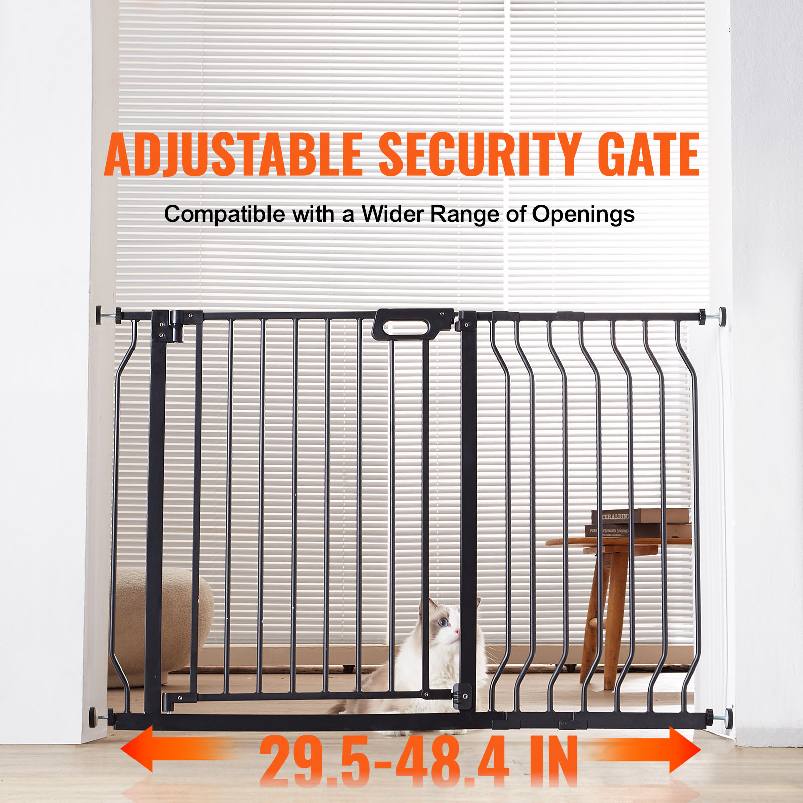 Baby Gate Extra Wide - ベビーゲート、29.5インチ～46.4インチの幅広、高さ30インチ、階段や出入り口、家に最適なドッグゲート、簡単ステップウォークスルー式自動閉鎖チャイルドゲート、ペットセキュリティゲート、プレッシャーマウントキットと壁掛けキット付き、ブラック