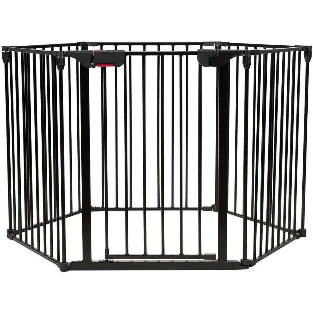 Baby Gate Extra Wide - 6パネル調整可能エクストラワイドベビー＆ペットゲート、複数形状、ポータブル（ブラック）