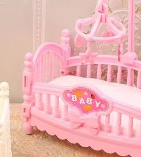 Baby Nursery Bed - 1:12 ドールハウスミニチュアミニベビーベッドゆりかご保育室家具装飾アクセサリーモデル子供のおもちゃギフト