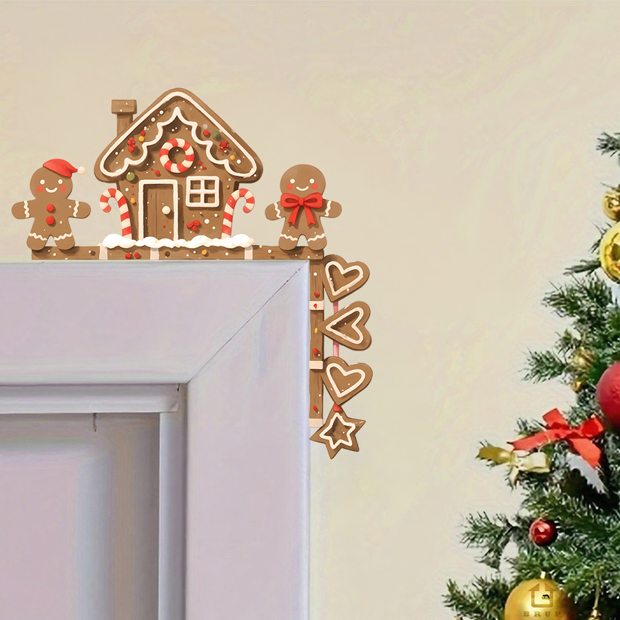 Baby Nursery Wall Decals - ジンジャーブレッドハウス & 男クリスマスウォールステッカーリムーバブルビニールデカール子供用ベビールーム寝室保育園装飾壁デカール