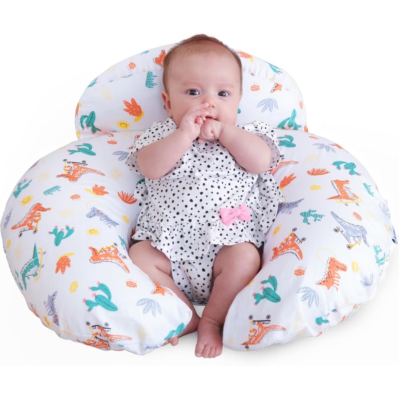 Nursing Cover Breastfeeding - アニマルプリントカバー付き授乳枕 - 取り外し可能で洗える、授乳中のママと赤ちゃんのためのサポート枕。