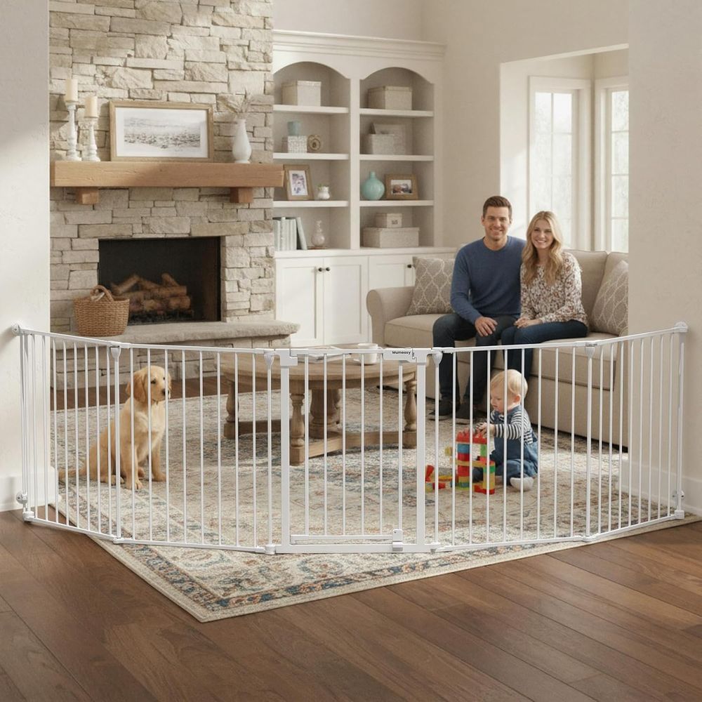 Baby Gate Extra Wide - 126インチの超ワイドベビーゲート、または出入り口、階段、暖炉用ゲート、自動閉鎖式安全ドッグ＆ペットゲート（ウォークスルードア付き）、チャイルドプルーフ機能付き