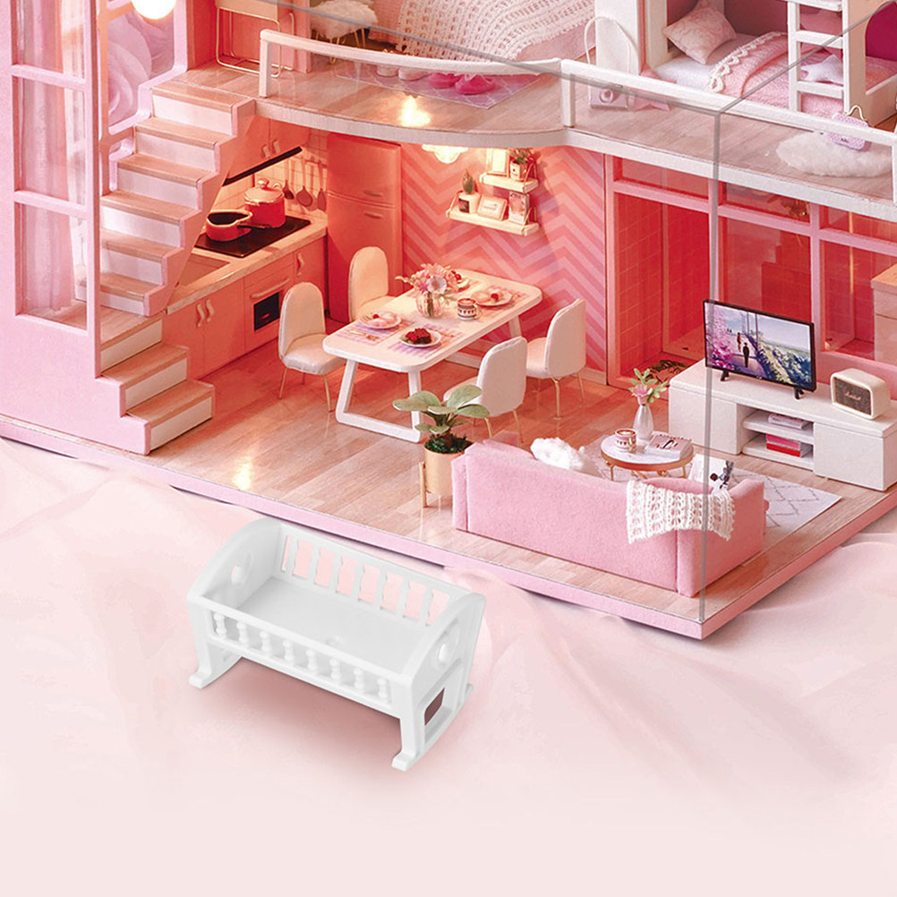 Baby Nursery Furniture Sets - 2個セット ミニチュアベビーベッド ドールハウス用家具セット 高精細な小型揺りかごでリアルな寝室シーンを再現