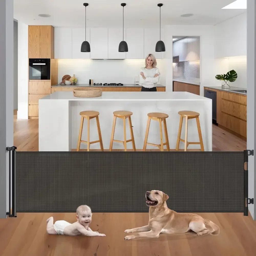 Baby Gate Extra Wide - 開口部の広い場所に最適な118インチの伸縮式ベビーゲート、階段、廊下、出入り口用のメッシュ安全ゲート、子供に最適