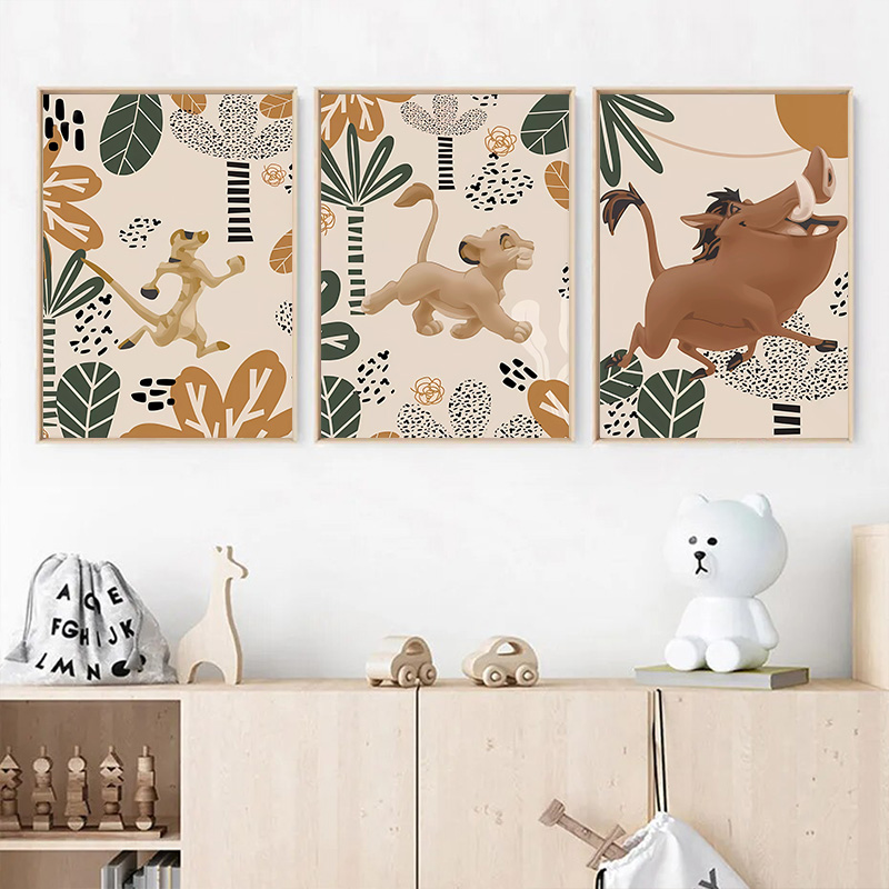 Baby Nursery Animal Pictures - 子供のライオンキング自由奔放に生きるポスターとプリント、動物、安全、チーター、キャンバスの絵画、保育園、ベビールーム、ウォールアート、写真、家の装飾