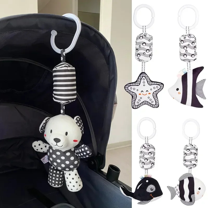 Baby Nursery Bed - 新生児白黒ベッドベル赤ちゃん早期教育おもちゃ視覚インスピレーション風鈴カートペンダントプレイ