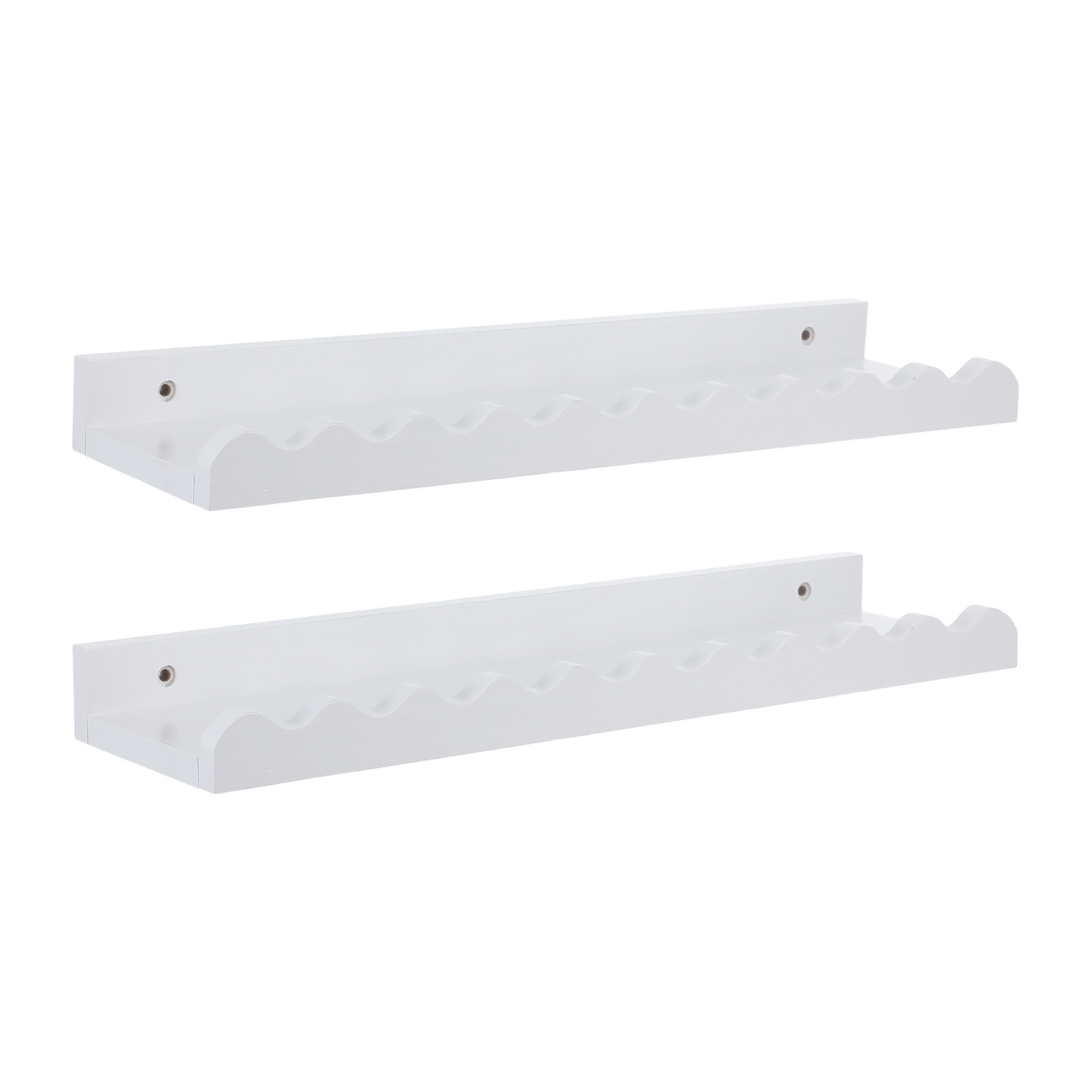 2個セット 天然無垢材の子供部屋用壁掛け棚 スカラップデザイ - Baby Nursery Floating Shelves のレビューと価格