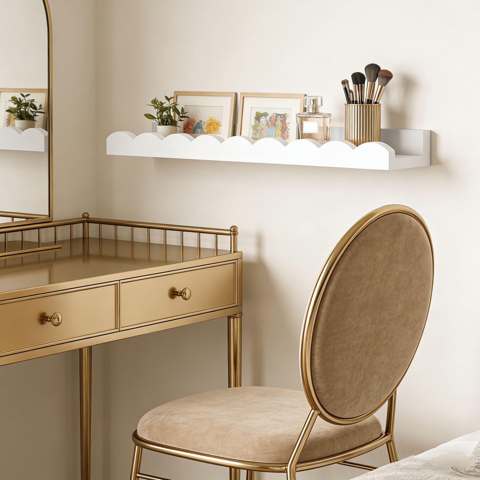 2個セット 天然無垢材の子供部屋用壁掛け棚 スカラップデザイ - Baby Nursery Floating Shelves のレビューと価格