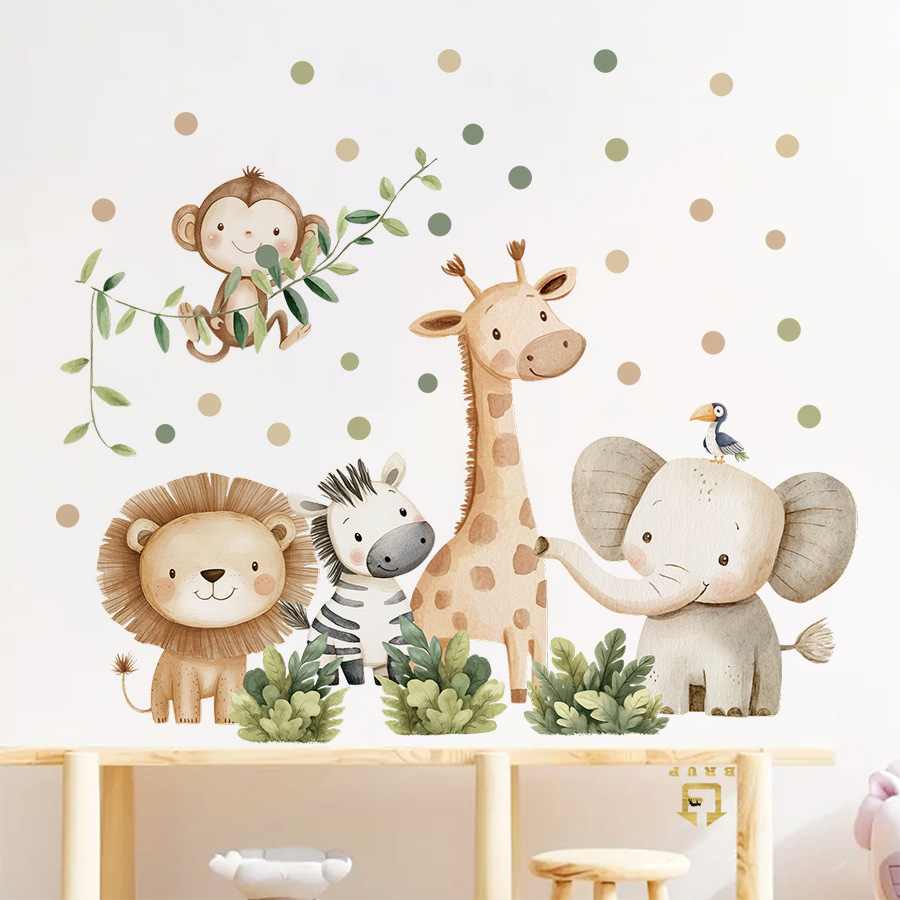 自由奔放に生きる森の動物ウォールステッカーキッズルーム用男の - Baby Nursery Decor Boy のレビューと価格