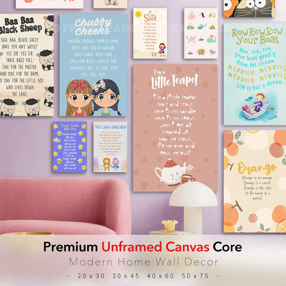 古典的な童謡キャンバスポスターキッズルームウォールアートバー - Baby Nursery Rhymes のレビューと価格