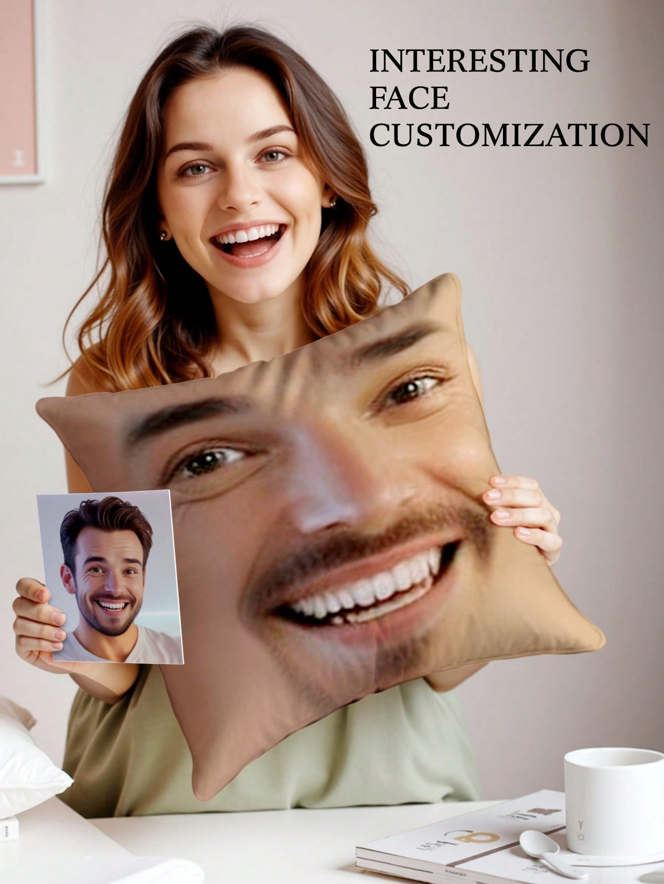1pc カスタムフェイススクエア枕パーソナライズされた写真枕 - Baby Nursery Decor Boy のレビューと価格
