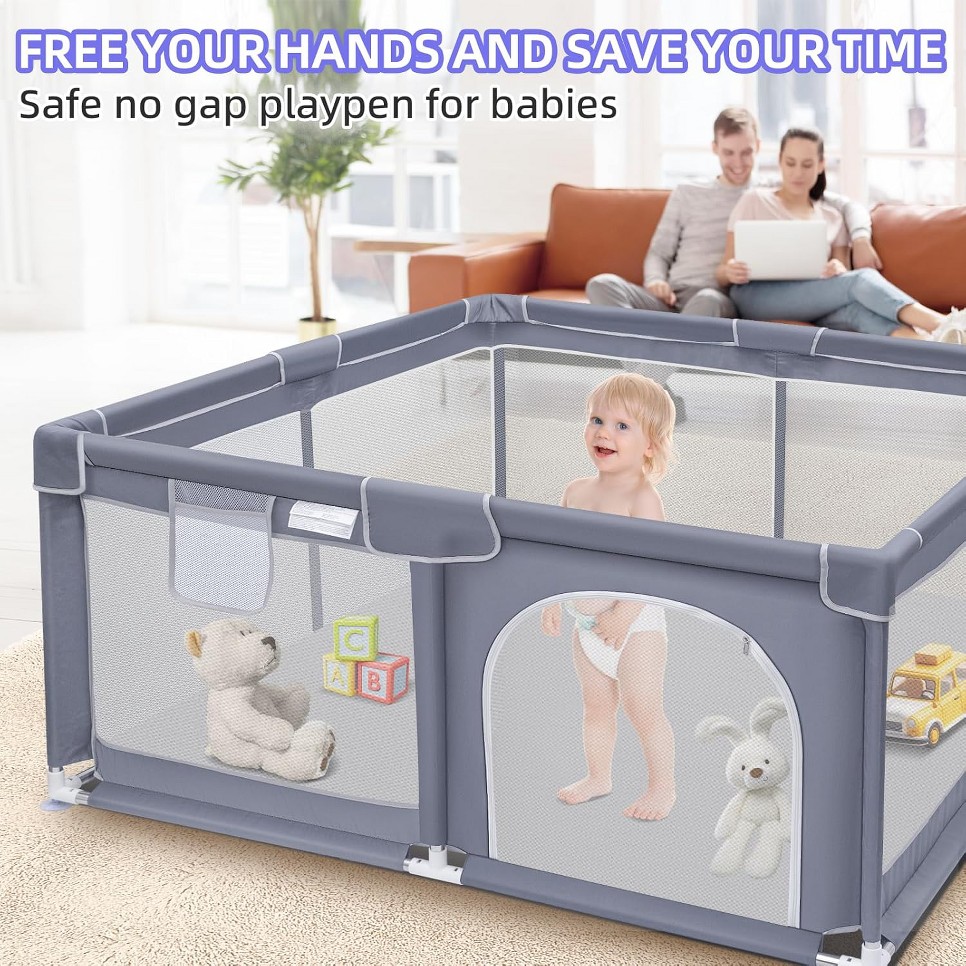 ベビーサークル、屋内外兼用特大プレイヤード、360度 °   - Baby Gate Extra Wide のレビューと価格