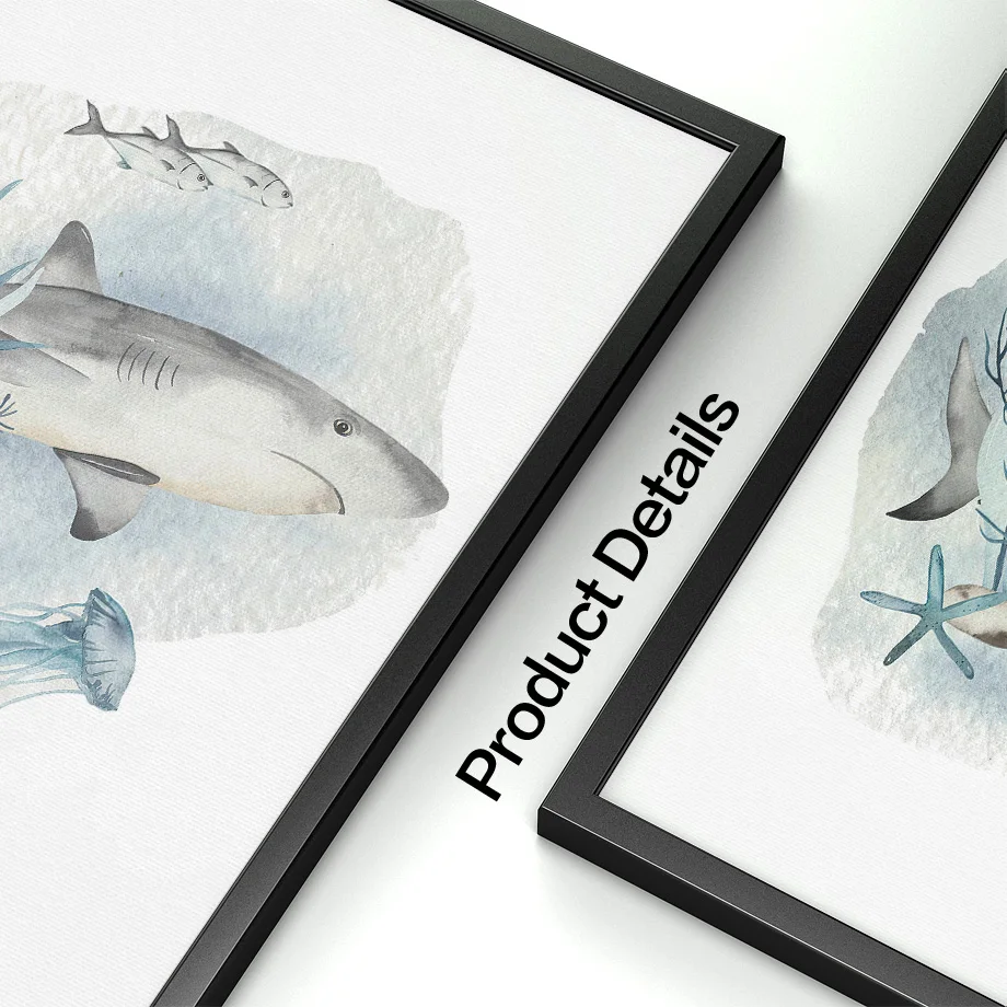 子供の部屋の装飾のためのポスターとプリント、クジラ、魚、サメ - Baby Nursery Animal Pictures のレビューと価格