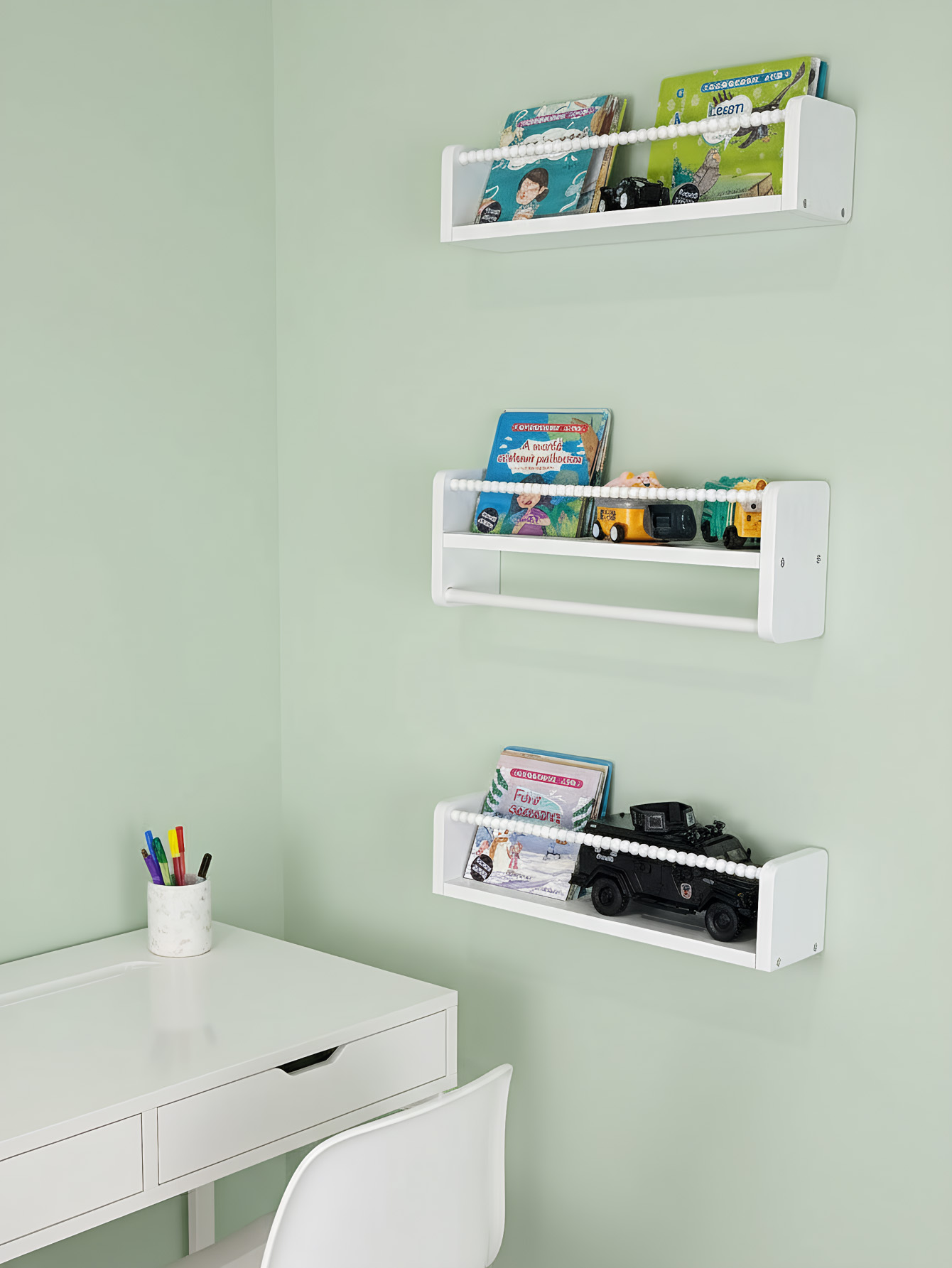 保育園用本棚、15.7インチ木製壁掛け本棚3個セット、ベビー - Baby Nursery Floating Shelves のレビューと価格