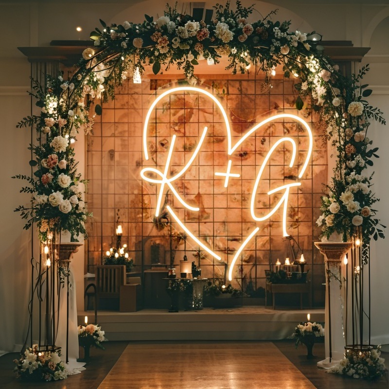 カスタムイニシャルハートLEDネオンサイン、結婚式パーティー - Baby Nursery Name Sign のレビューと価格