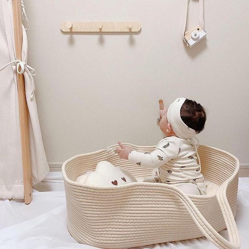 J15U ポータブルベビーモーゼバスケットキャリア綿ロープ織 - Baby Nursery Bed のレビューと価格