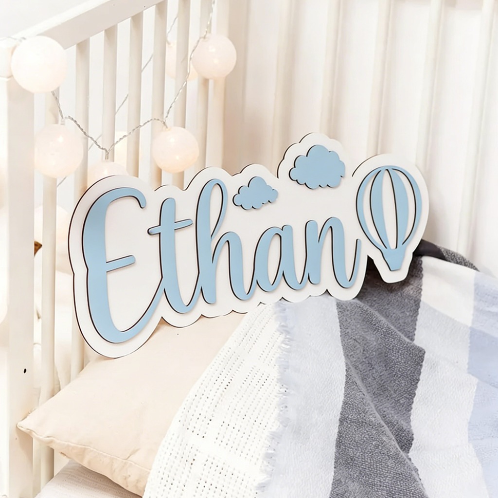 パーソナライズされたカスタム木製名札 |   不規則な形、現 - Baby Nursery Decor Boy のレビューと価格