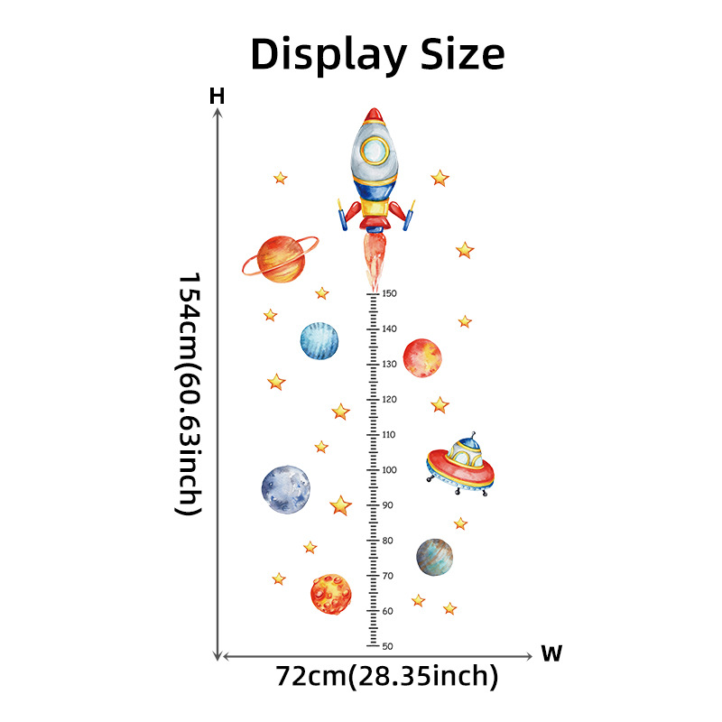 漫画の惑星ロケット高さ測定ウォールステッカーキッズルーム赤ち - Baby Nursery Decor Boy のレビューと価格