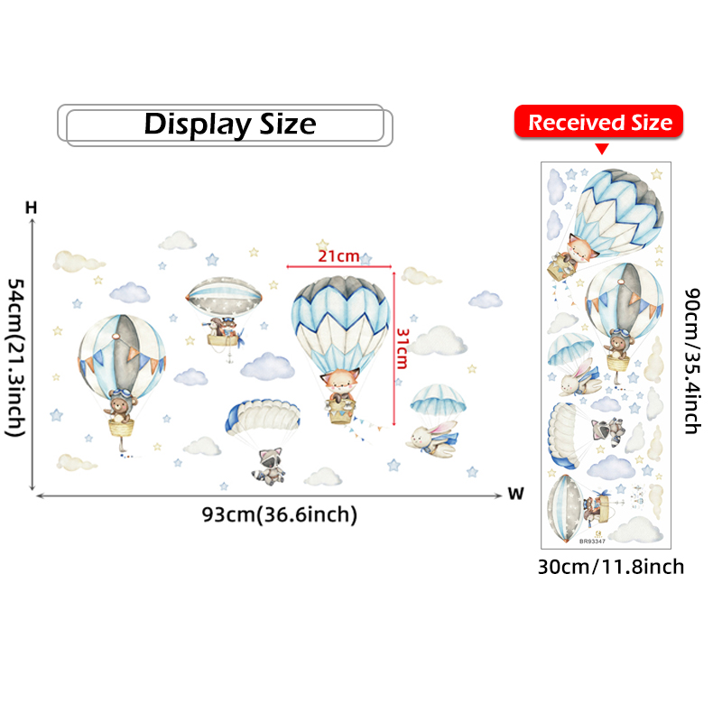 漫画かわいい動物熱気球ウォールステッカーキッズルームベビー保 - Baby Nursery Wall Decals のレビューと価格