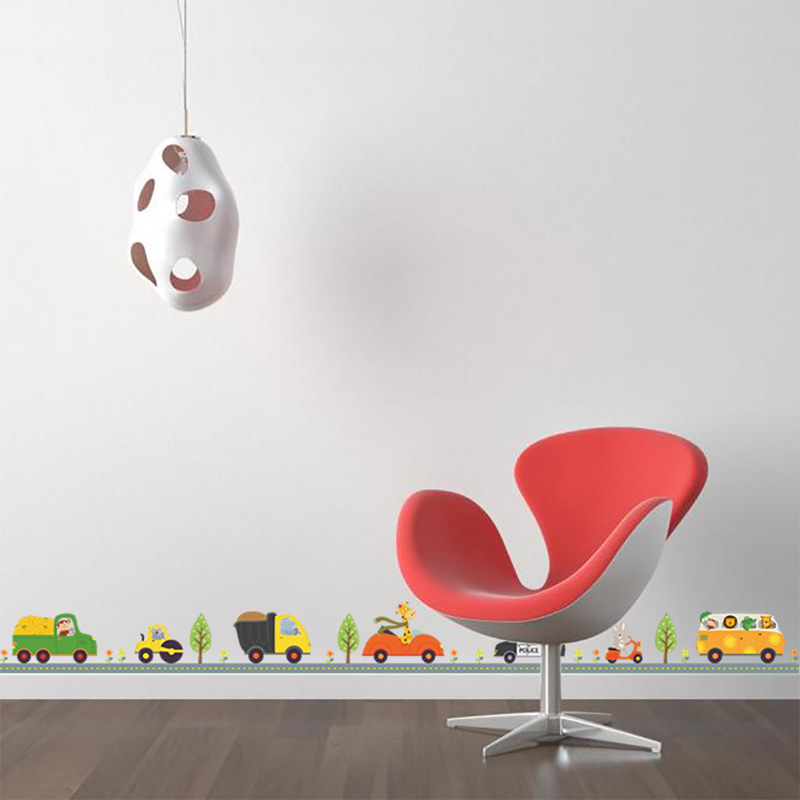 漫画の動物の車のウォールステッカー,子供部屋の装飾,背景の装 - Baby Nursery Wall Decals のレビューと価格