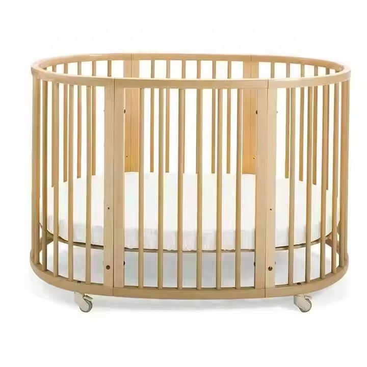 3in1オーバル型木製ベビーベッド（ロック付きキャスター付き - Baby Nursery Furniture Sets のレビューと価格