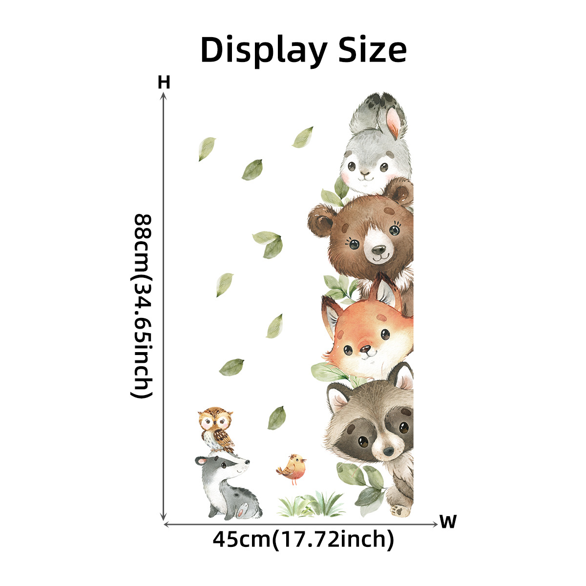 森の動物テーマ クマ 鹿 ウサギ 子供用ウォールステッカー  - Baby Nursery Forest Theme のレビューと価格