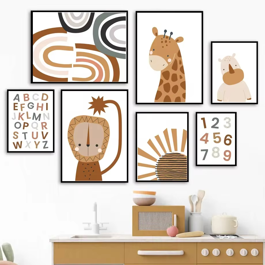 自由奔放に生きる保育園の壁画,北欧のポスター,壁の写真,赤ち - Baby Nursery Animal Pictures のレビューと価格