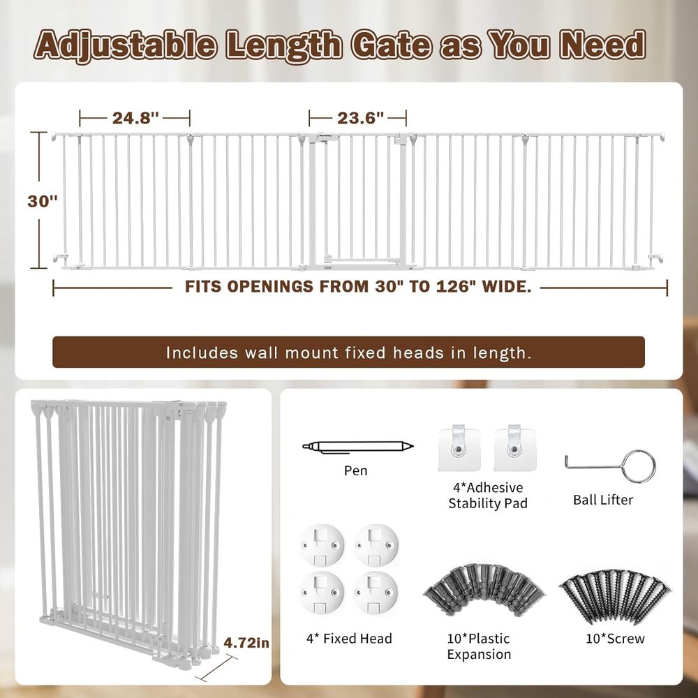 126インチの超ワイドベビーゲート、または出入り口、階段、暖 - Baby Gate Extra Wide のレビューと価格