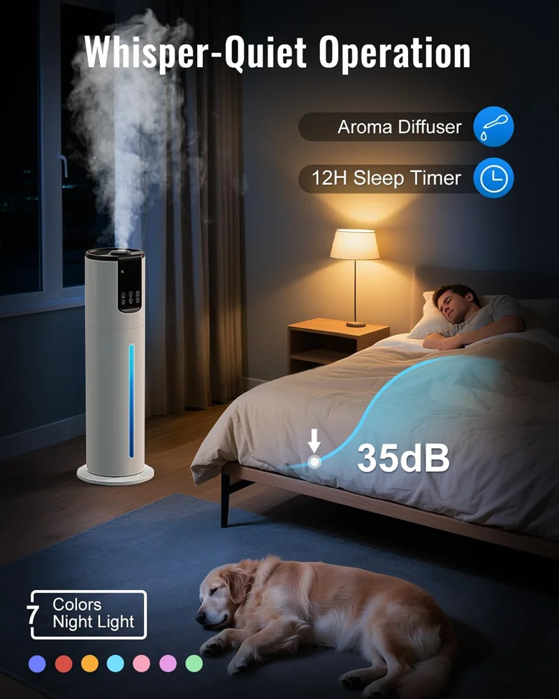 超静音フロア超音波加湿器 – 赤ちゃん/保育園用トップフィル - Baby Nursery Humidifier のレビューと価格