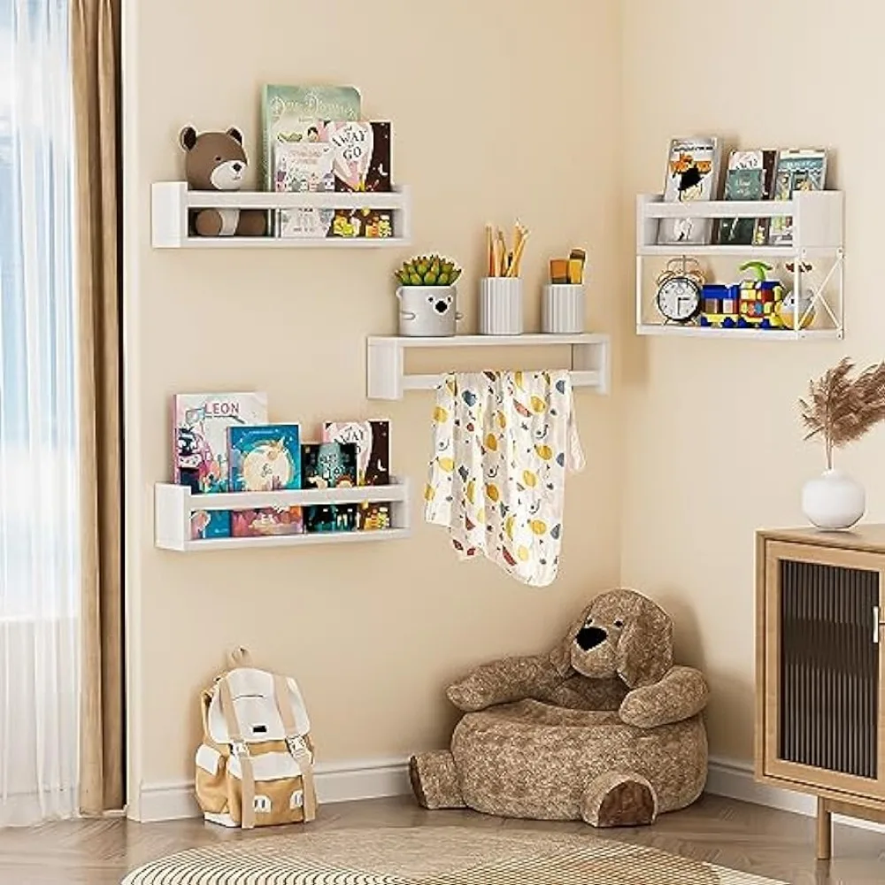 QimCoor保育園用本棚4+1セット、16.5インチの子供 - Baby Nursery Floating Shelves のレビューと価格