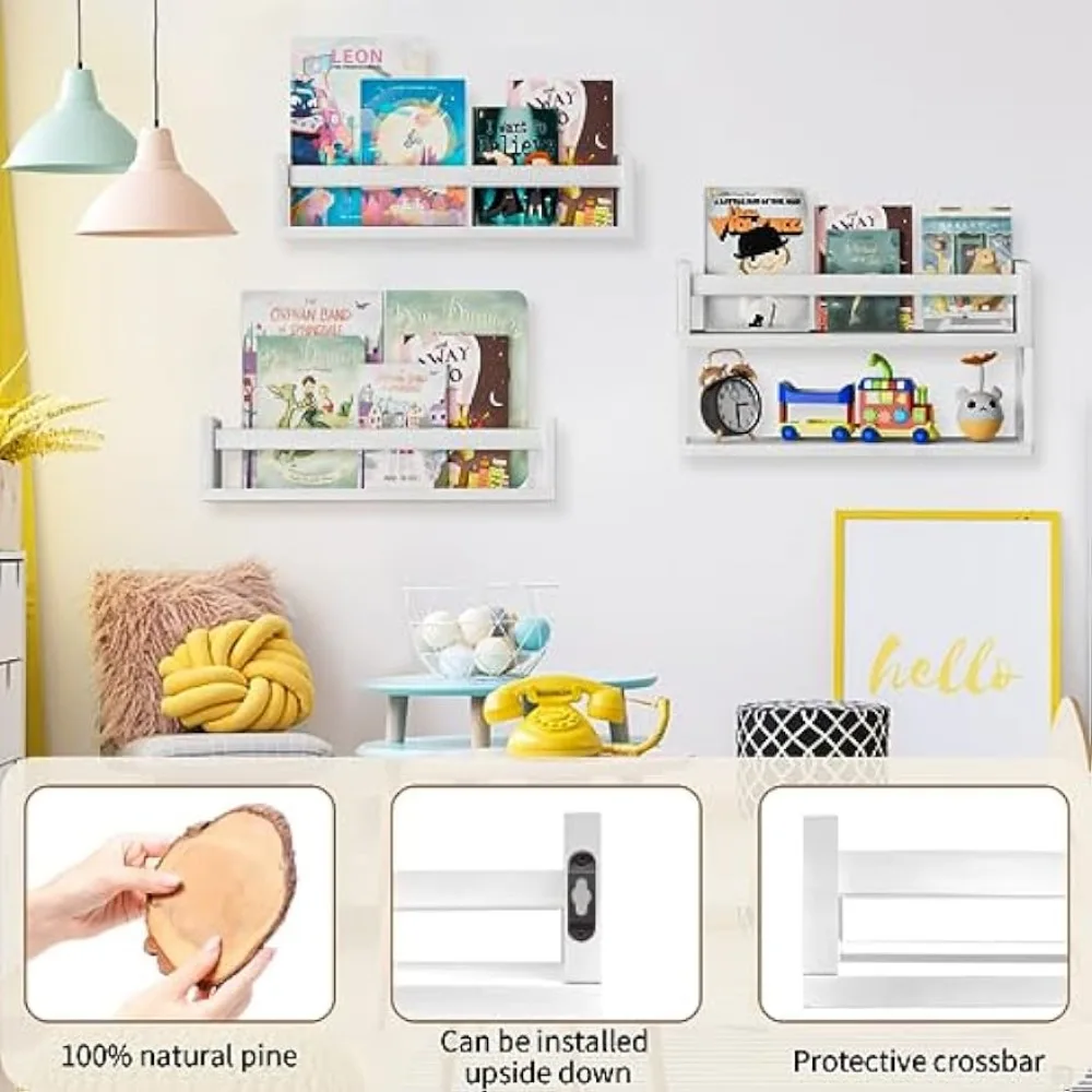 QimCoor保育園用本棚4+1セット、16.5インチの子供 - Baby Nursery Floating Shelves のレビューと価格