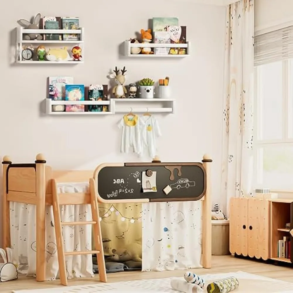 QimCoor保育園用本棚4+1セット、16.5インチの子供 - Baby Nursery Floating Shelves のレビューと価格