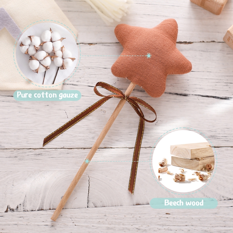 1PC ベビーガラガラおもちゃブナ木製スター木製魔法の杖木製 - Baby Nursery Hospital のレビューと価格