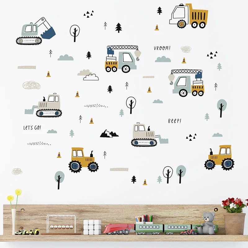 手描きのかわいい車貨物トラックの壁のステッカーキッズルーム車 - Baby Nursery Wall Decals のレビューと価格