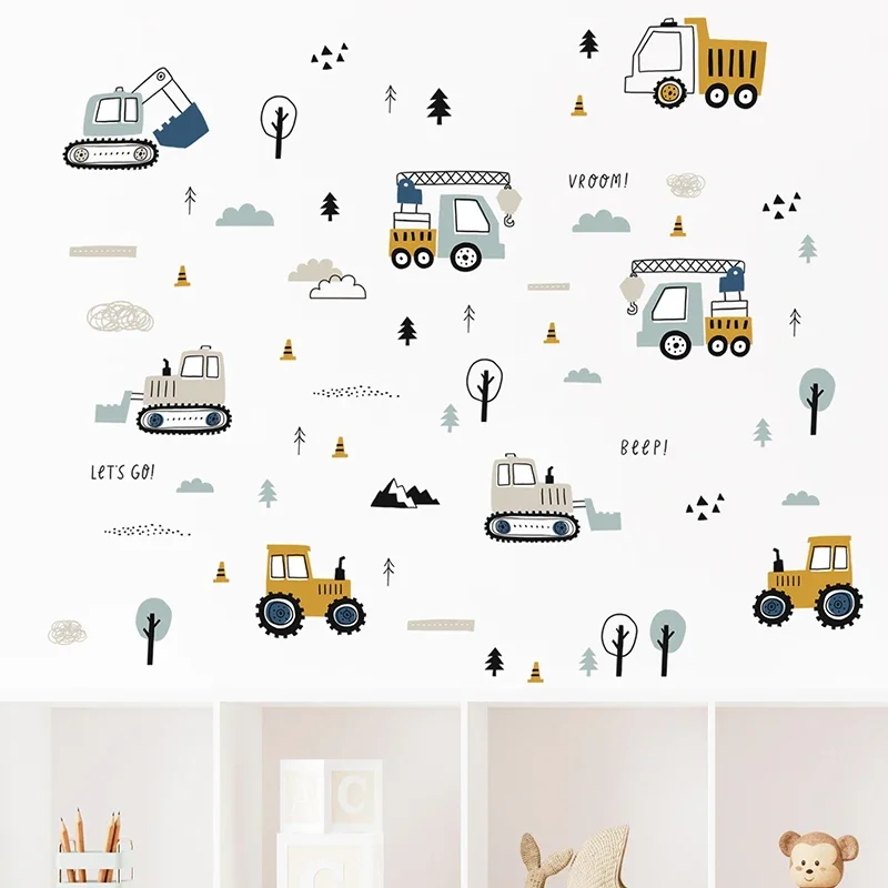 手描きのかわいい車貨物トラックの壁のステッカーキッズルーム車 - Baby Nursery Wall Decals のレビューと価格