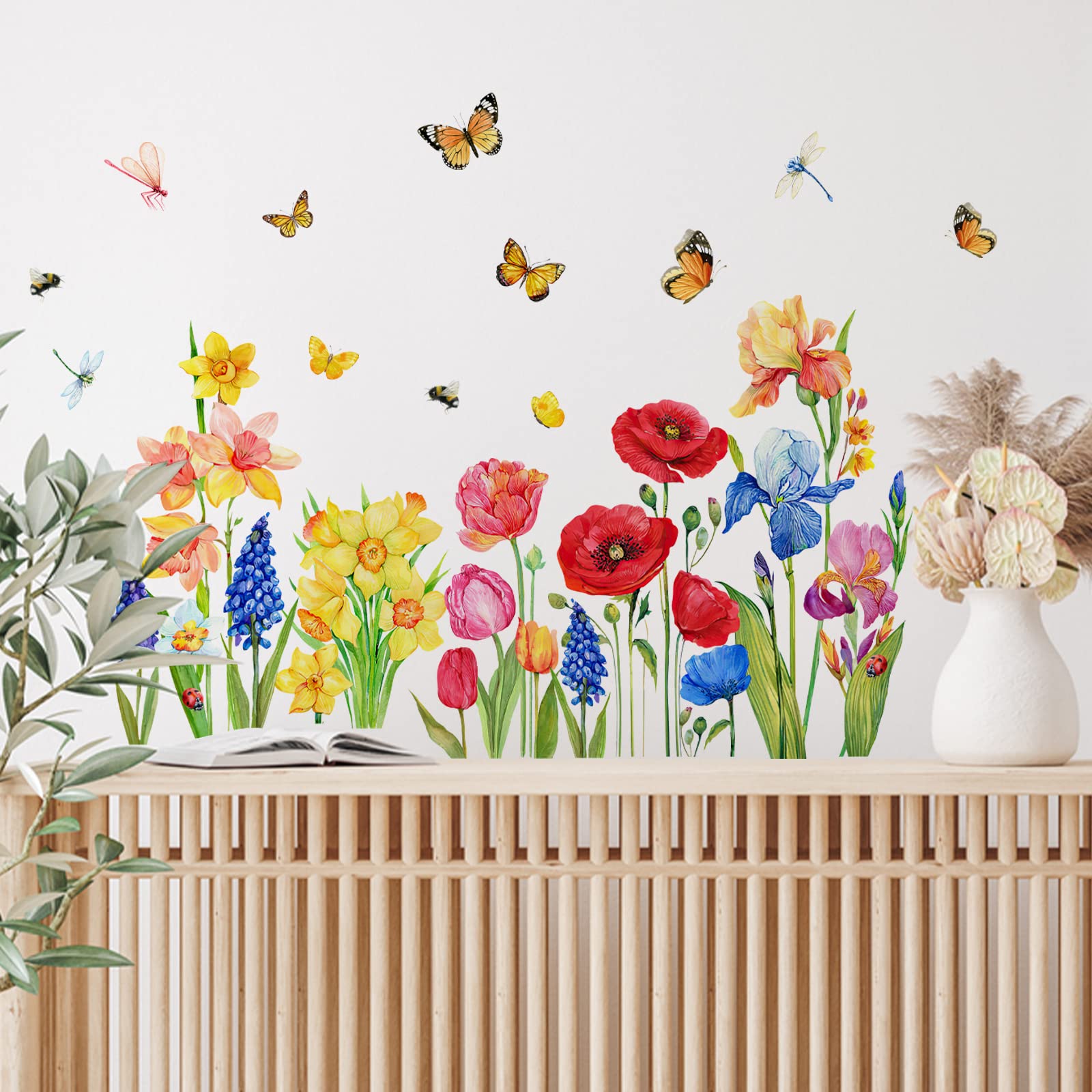 水彩花柄蝶ウォールステッカーデカールキッチンベビー保育園寝室 - Baby Nursery Wall Decals のレビューと価格