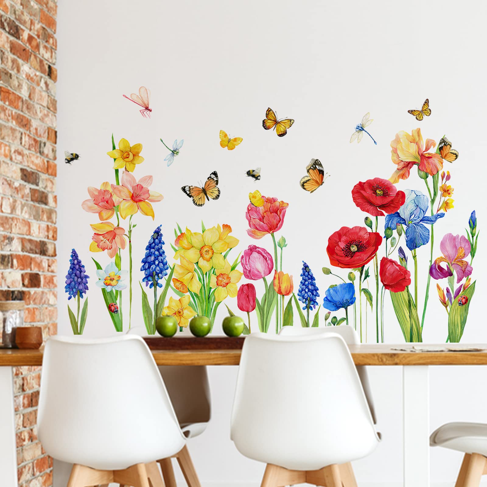 水彩花柄蝶ウォールステッカーデカールキッチンベビー保育園寝室 - Baby Nursery Wall Decals のレビューと価格