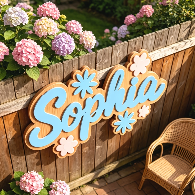 パーソナライズされた花柄の名前入りルームサイン、カスタマイズ - Baby Nursery Name Sign のレビューと価格