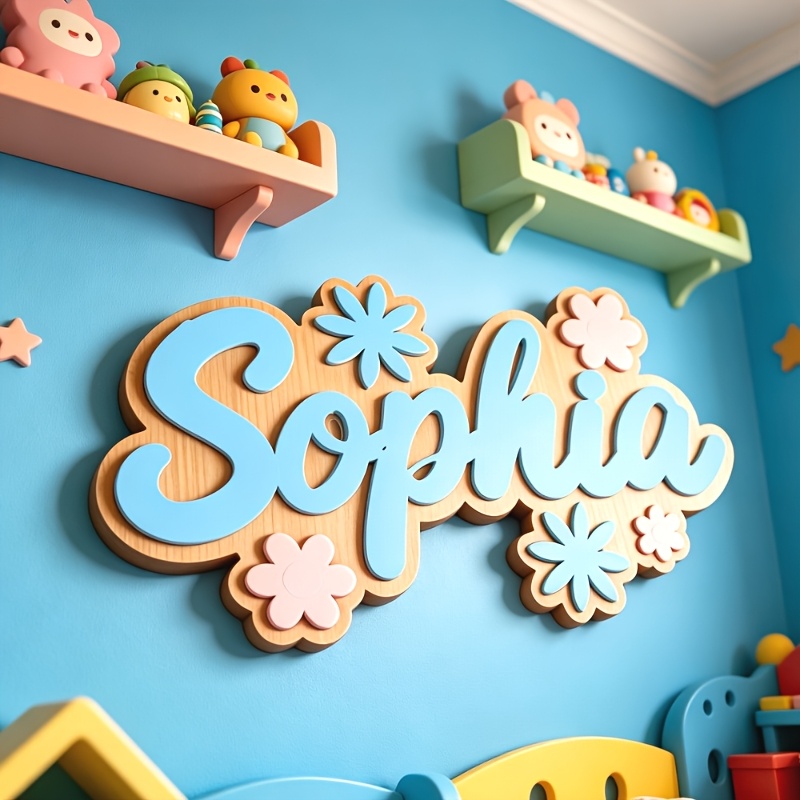 パーソナライズされた花柄の名前入りルームサイン、カスタマイズ - Baby Nursery Name Sign のレビューと価格