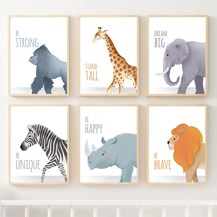 心に強く訴える引用保育園壁アート壁画象キリンライオンサイキャ - Baby Nursery Animal Pictures のレビューと価格