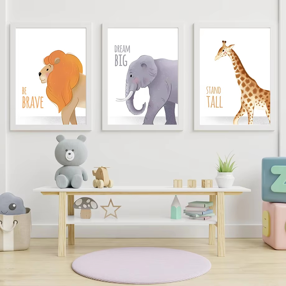 心に強く訴える引用保育園壁アート壁画象キリンライオンサイキャ - Baby Nursery Animal Pictures のレビューと価格