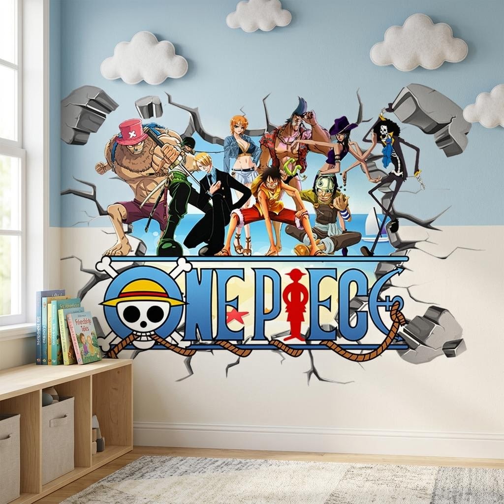漫画ワンピースルフィ 3D ウォールステッカー子供部屋の装飾 - Baby Nursery Wall Decals のレビューと価格