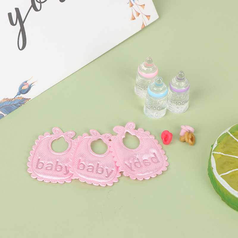 ミニチュア哺乳瓶とおしゃぶりよだれかけセット,ドールハウス, - Baby Nursery Music のレビューと価格