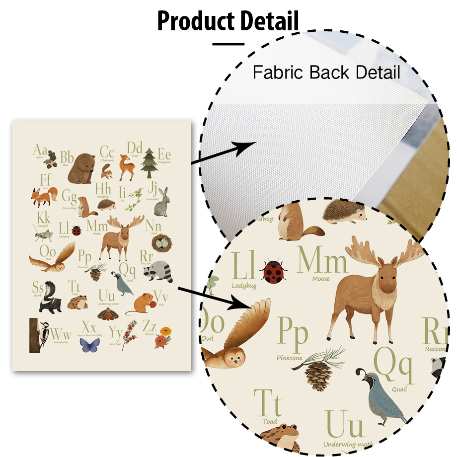 1枚入りフレームレス可愛いウサギキツネフクロウクマアルファベ - Baby Nursery Animal Pictures のレビューと価格