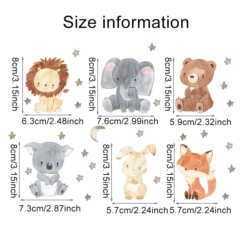 1/2/4/6 セット漫画動物ウォールステッカー子供部屋用ベ - Baby Nursery Wall Decals のレビューと価格